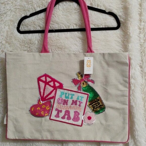 Simply Southern Handbags - Simply Southern Put it On My Husbands Tab Sequined Tote Bag NWT